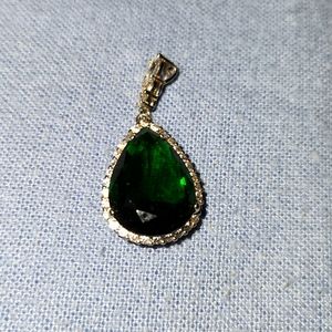 Emerald silver faux charm